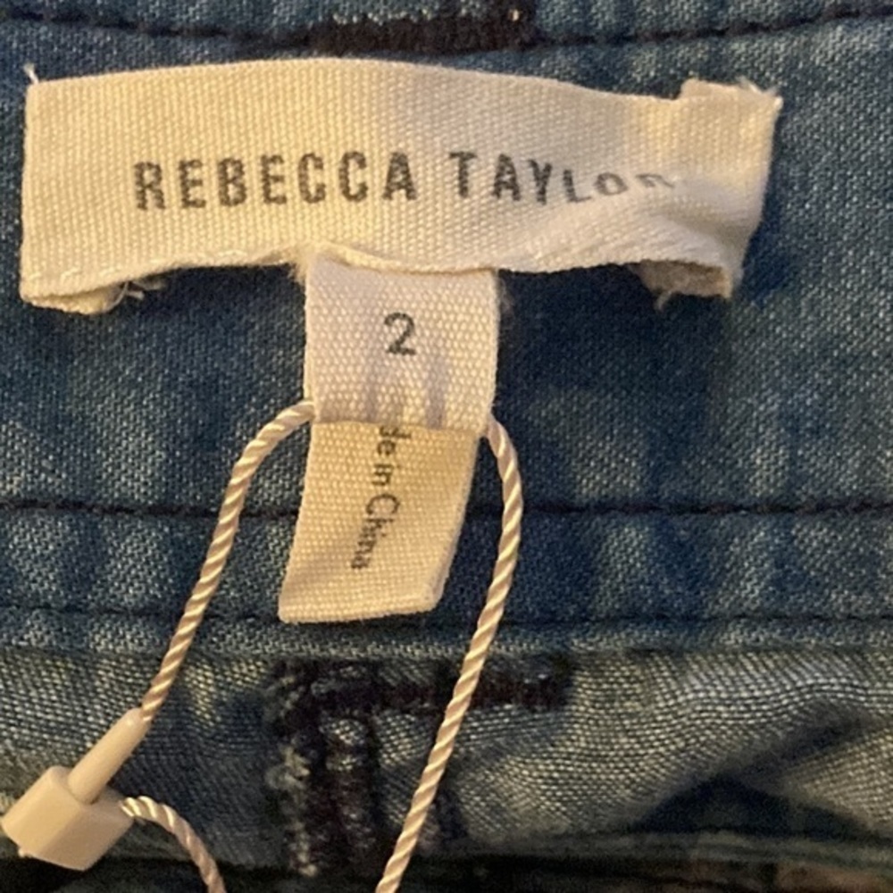 Rebecca Taylor Blue Chambbray Belted Tapered Leg Pants NWT size 2 - Picture 9 of 14